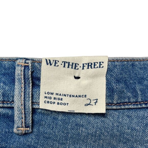 We The Free People Low Maintenance Crop Boot Denim Jean Blue Mid Rise Boho New - Picture 10 of 14